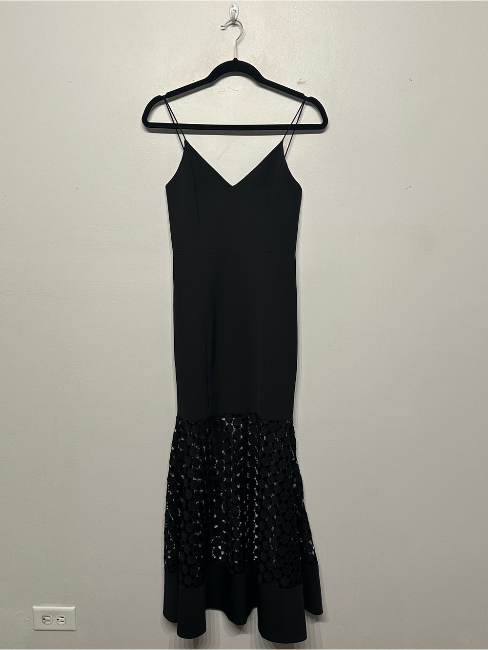 NWT Nicholas Geo Lace 2fer Layered Gown Maxi Dress Black 4